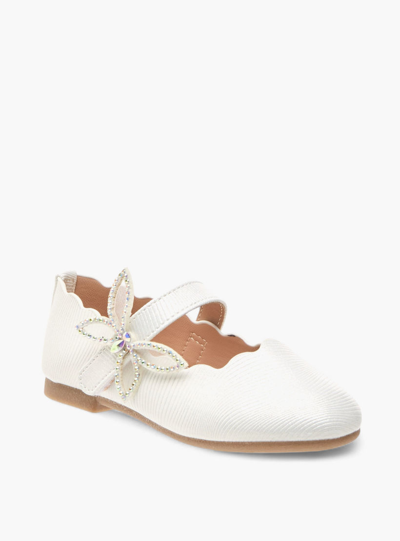 حذاء باليرينا بارز الملمس بزينة فراشة مع شريط إغلاق من جونيورز-girls-shoes-maryjanes-image-2