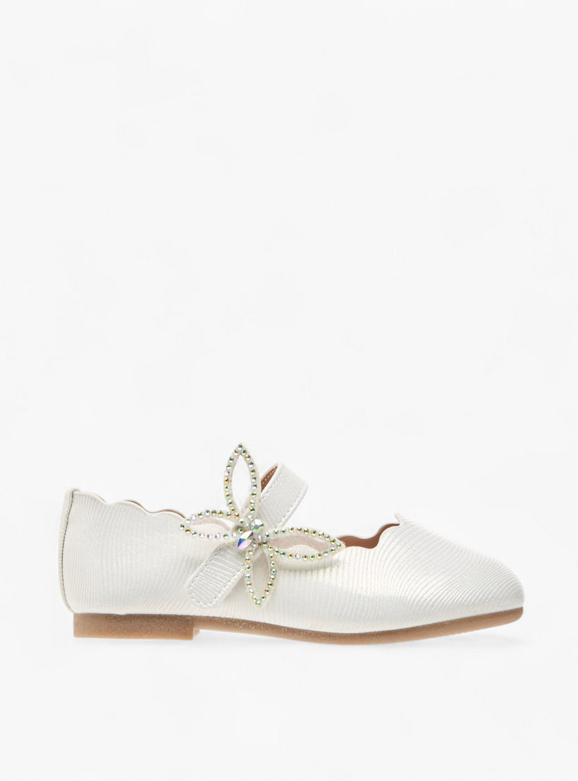 حذاء باليرينا بارز الملمس بزينة فراشة مع شريط إغلاق من جونيورز-girls-shoes-maryjanes-image-3
