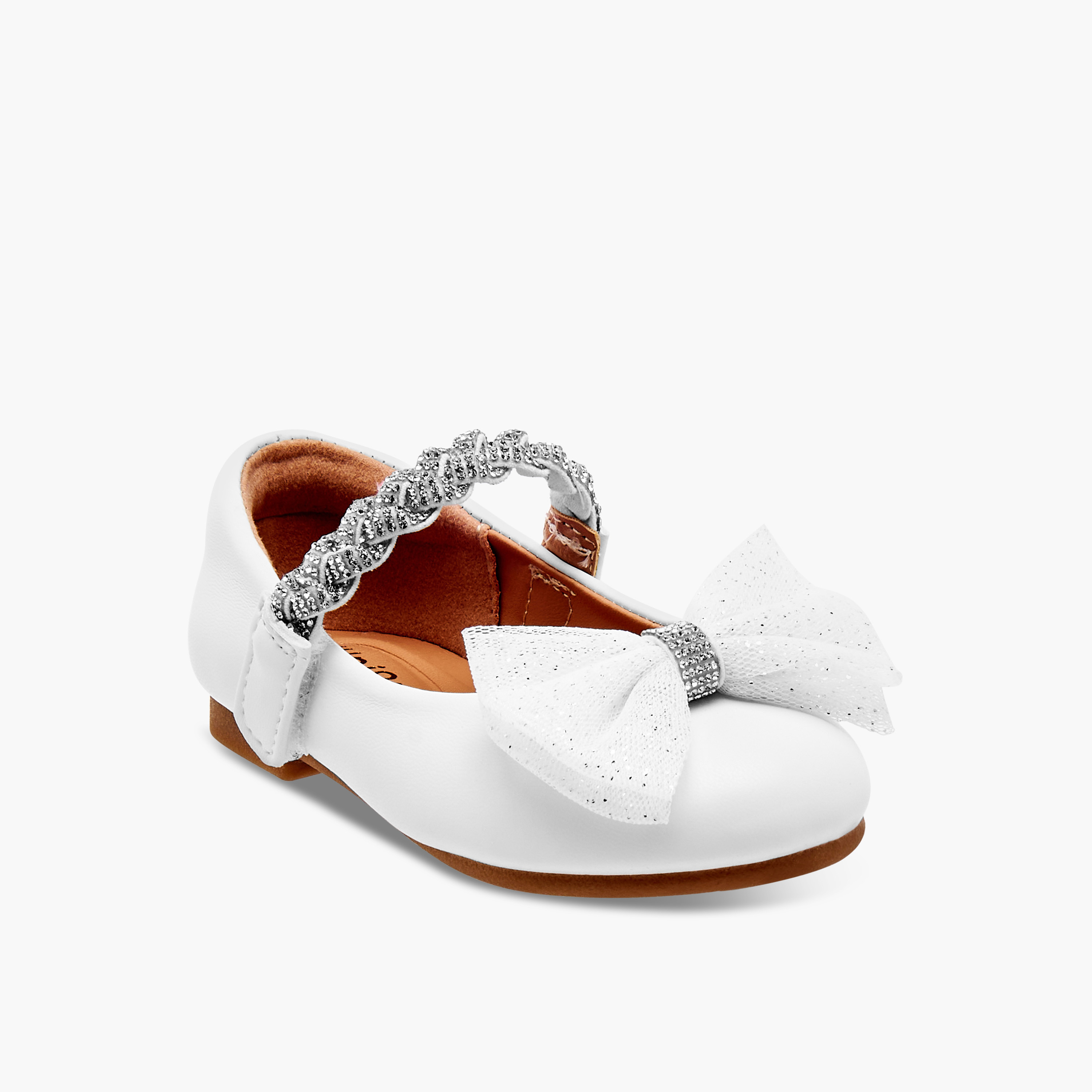 حذاء باليرينا مزين بفيونكة وشريط إغلاق لاصق من جونيورز-girls-shoes-ballerinas-image-2
