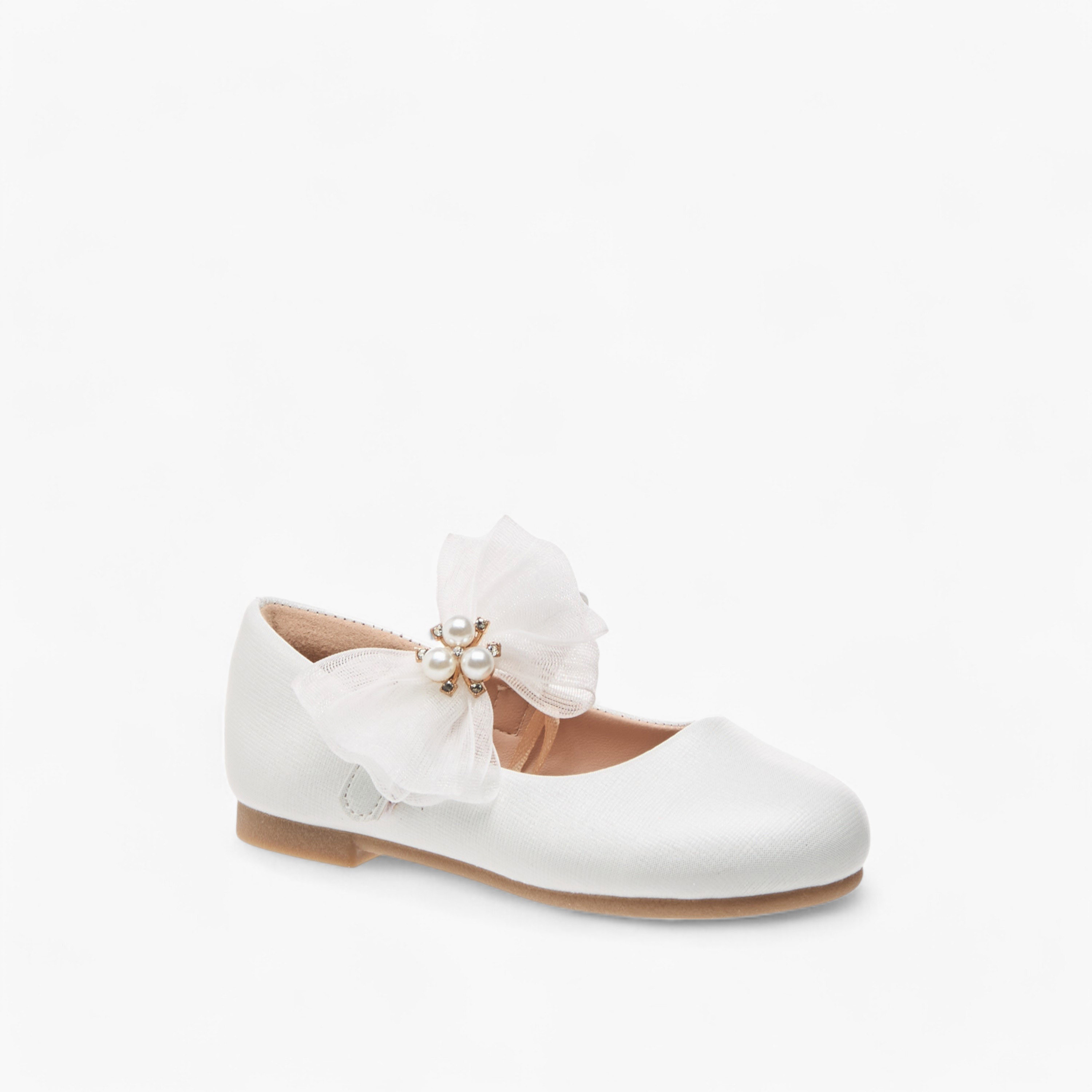 حذاء باليرينا بشريط إغلاق لاصق وتزيينات فيونكة وأزهار من جونيورز-girls-shoes-maryjanes-image-2