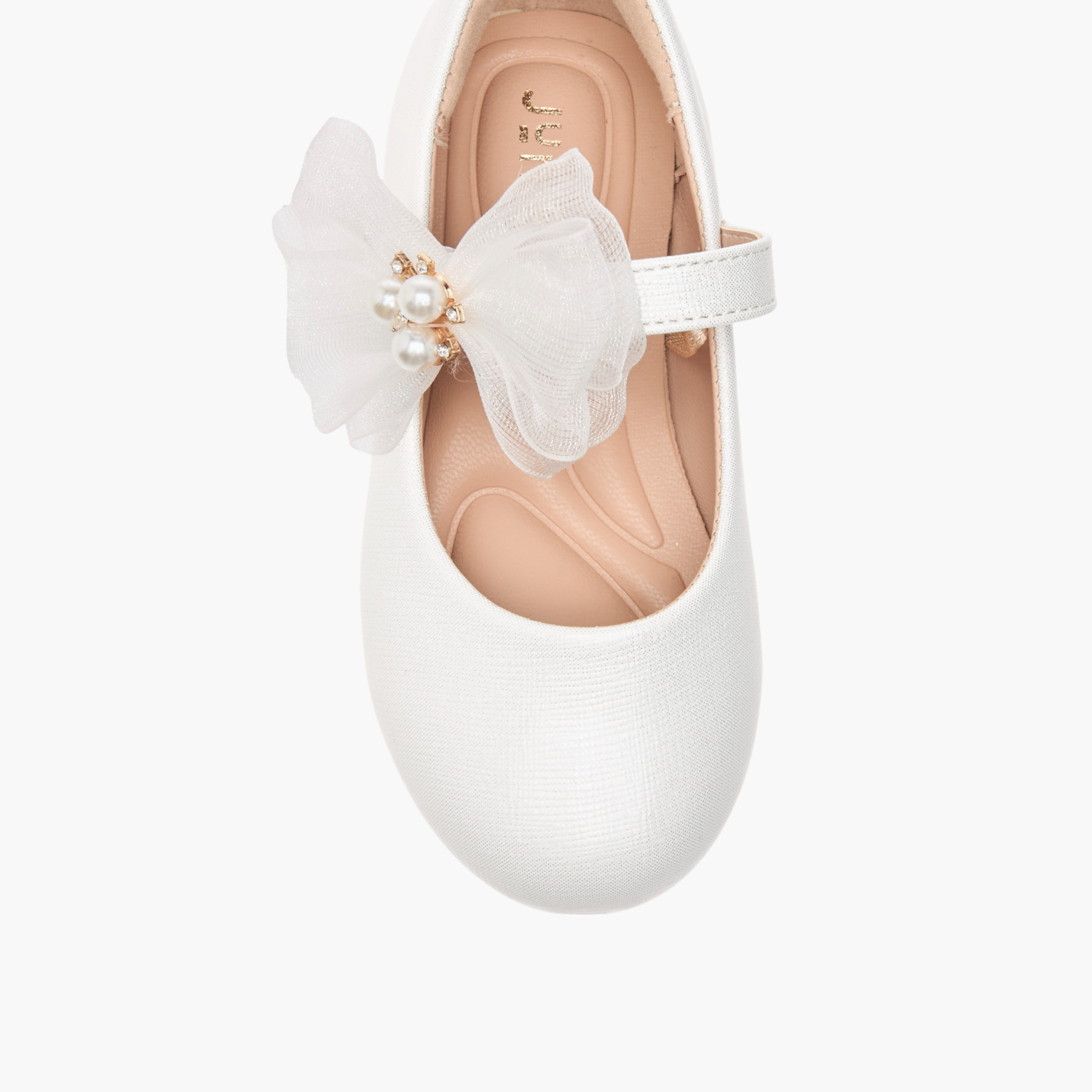 حذاء باليرينا بشريط إغلاق لاصق وتزيينات فيونكة وأزهار من جونيورز-girls-shoes-maryjanes-image-4