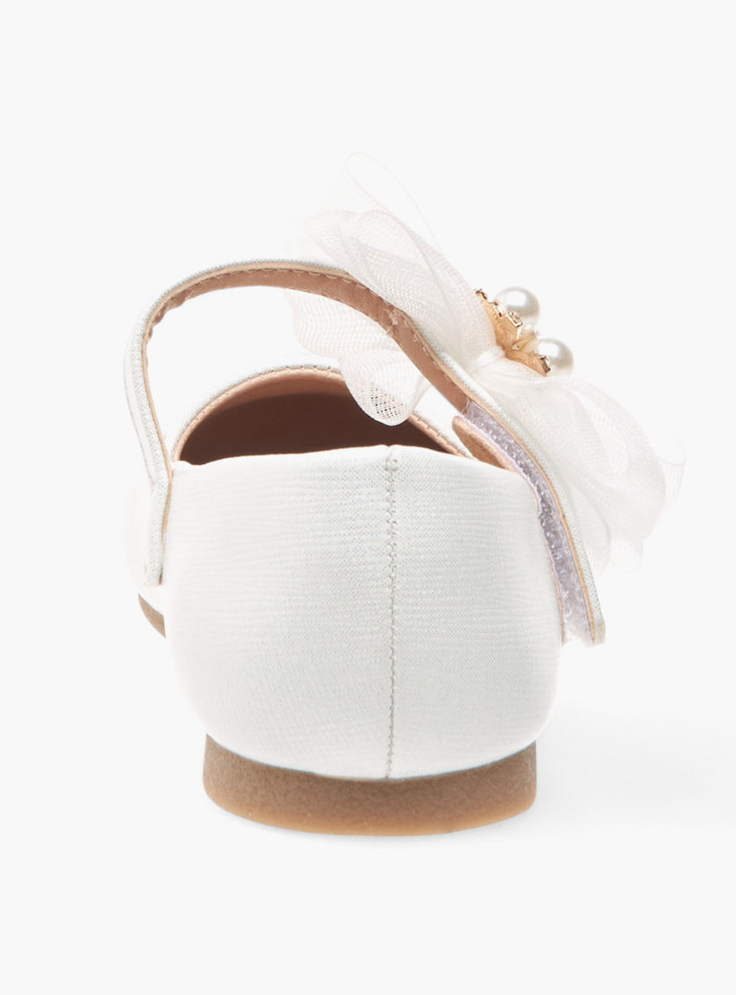 حذاء باليرينا بشريط إغلاق لاصق وتزيينات فيونكة وأزهار من جونيورز-girls-shoes-maryjanes-image-5