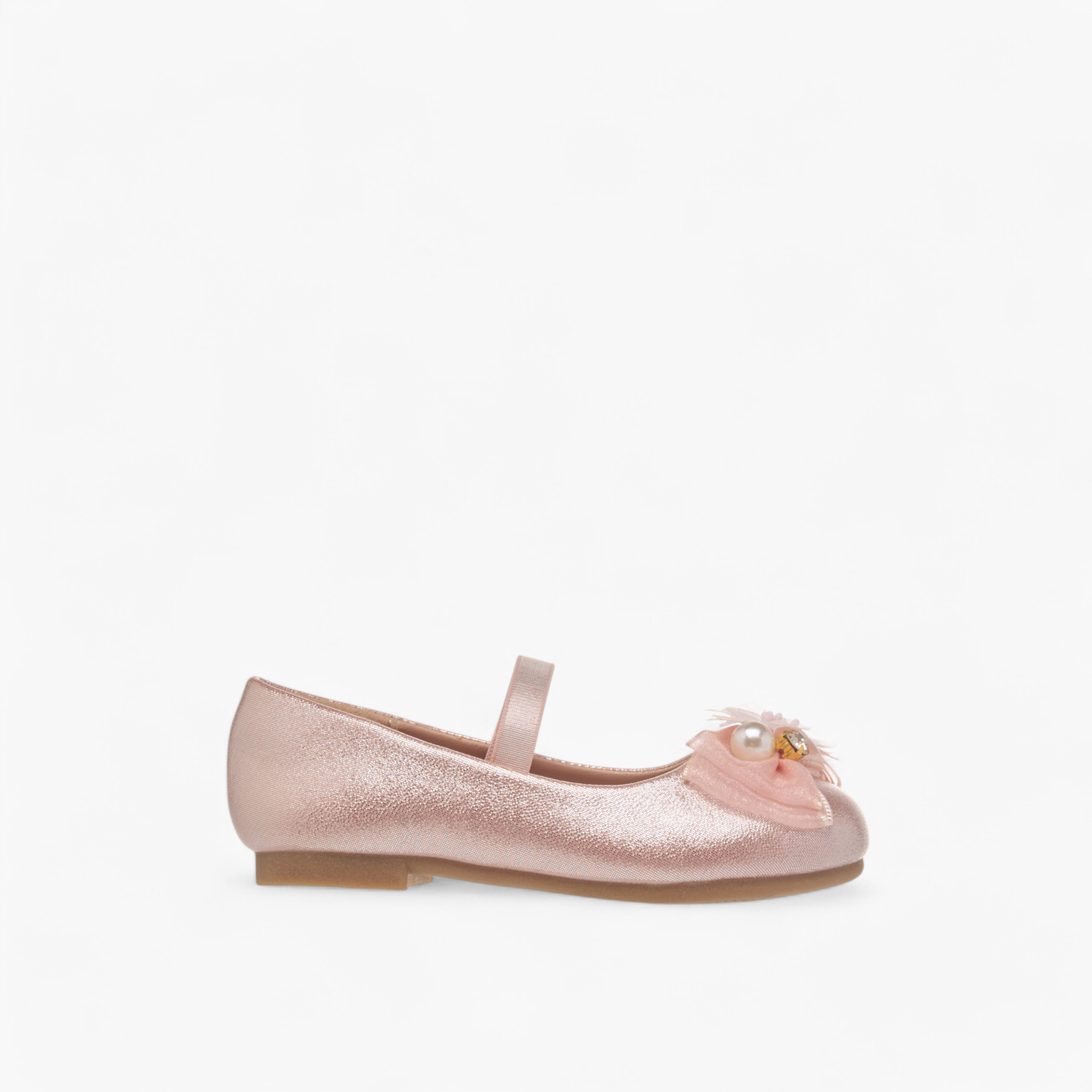 Juniors Floral Accent Slip-On Ballerina Shoes with Elastic Strap-girls-shoes-ballerinas-image-3