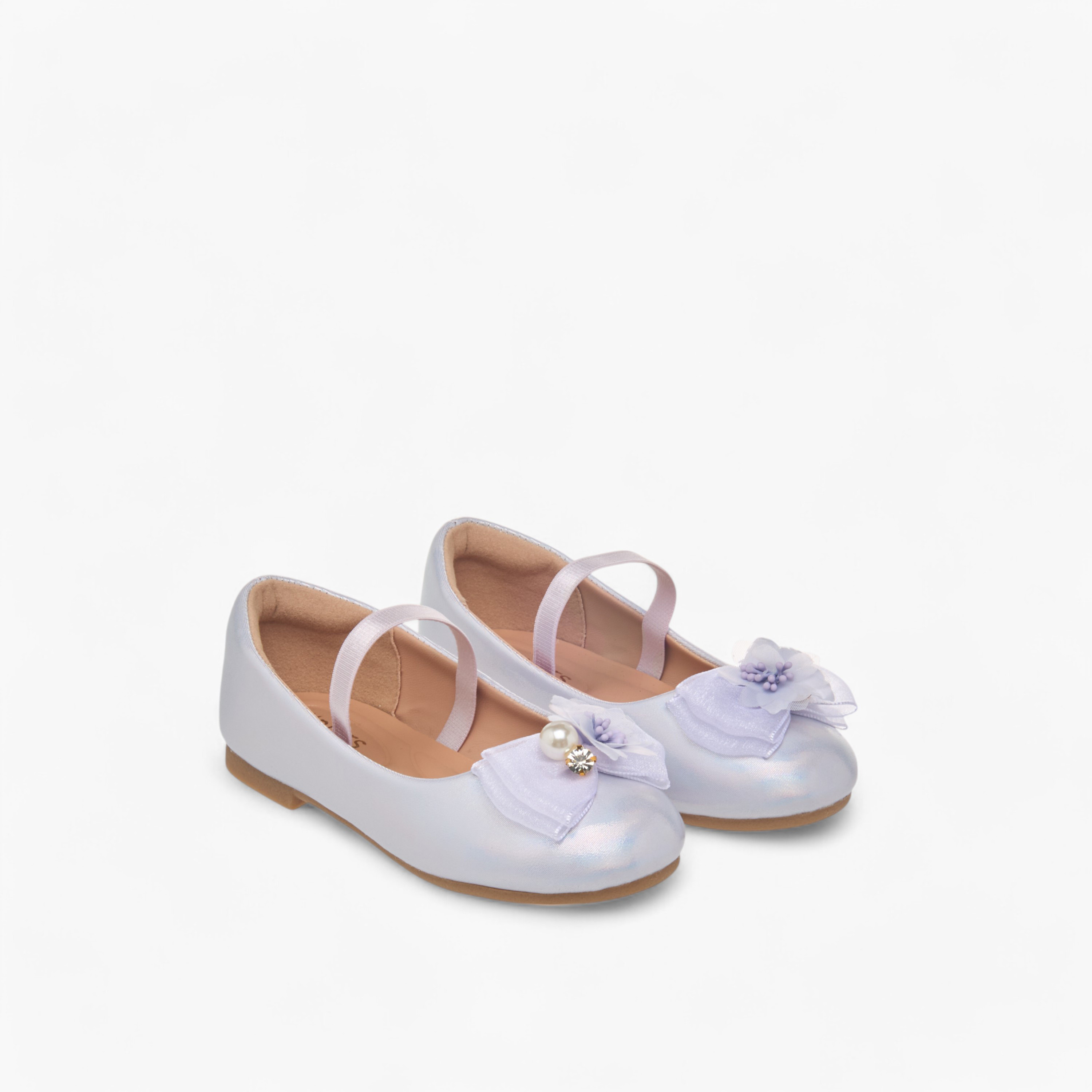 Juniors Floral Accent Slip-On Ballerina Shoes with Elastic Strap-girls-shoes-ballerinas-image-13
