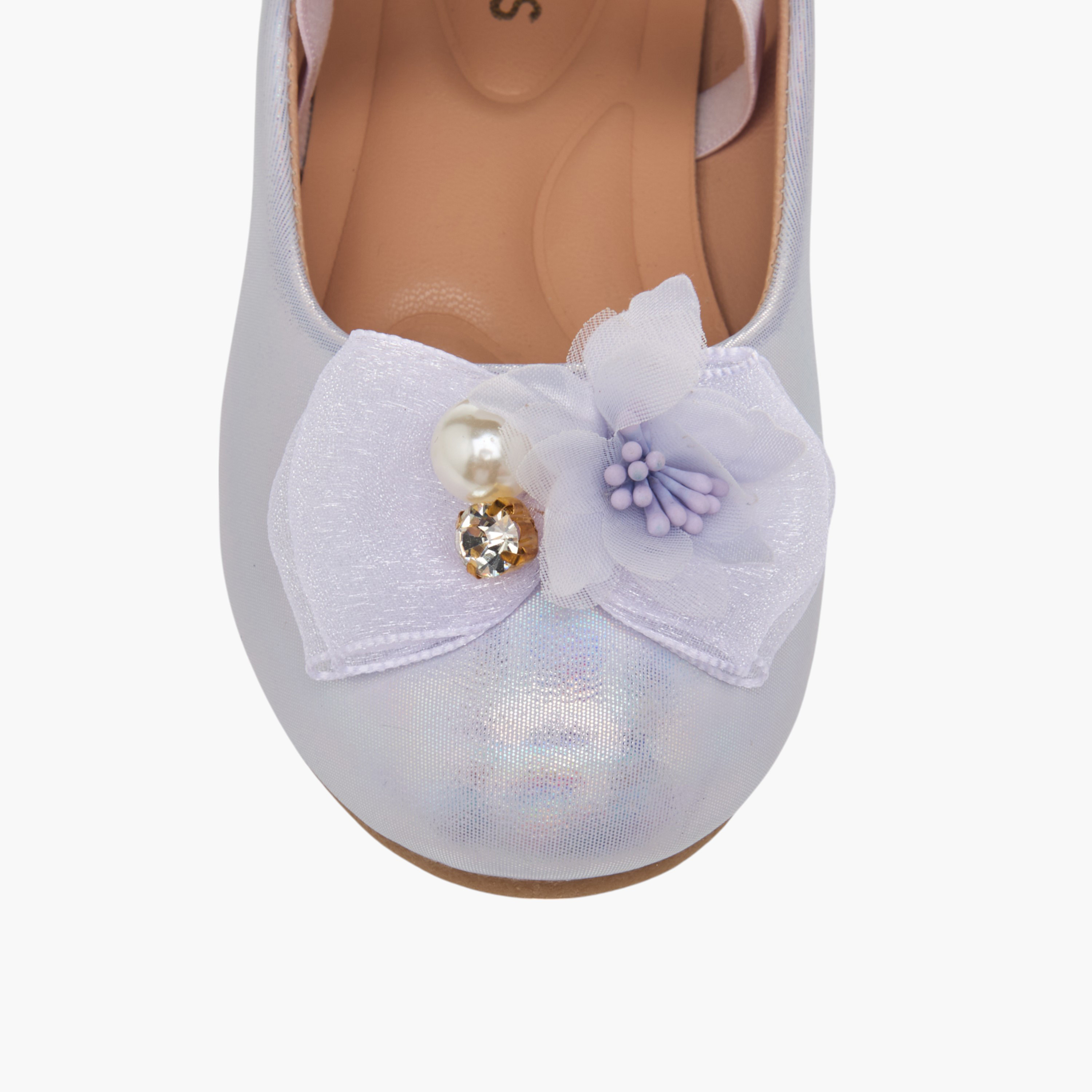 Juniors Floral Accent Slip-On Ballerina Shoes with Elastic Strap-girls-shoes-ballerinas-image-16
