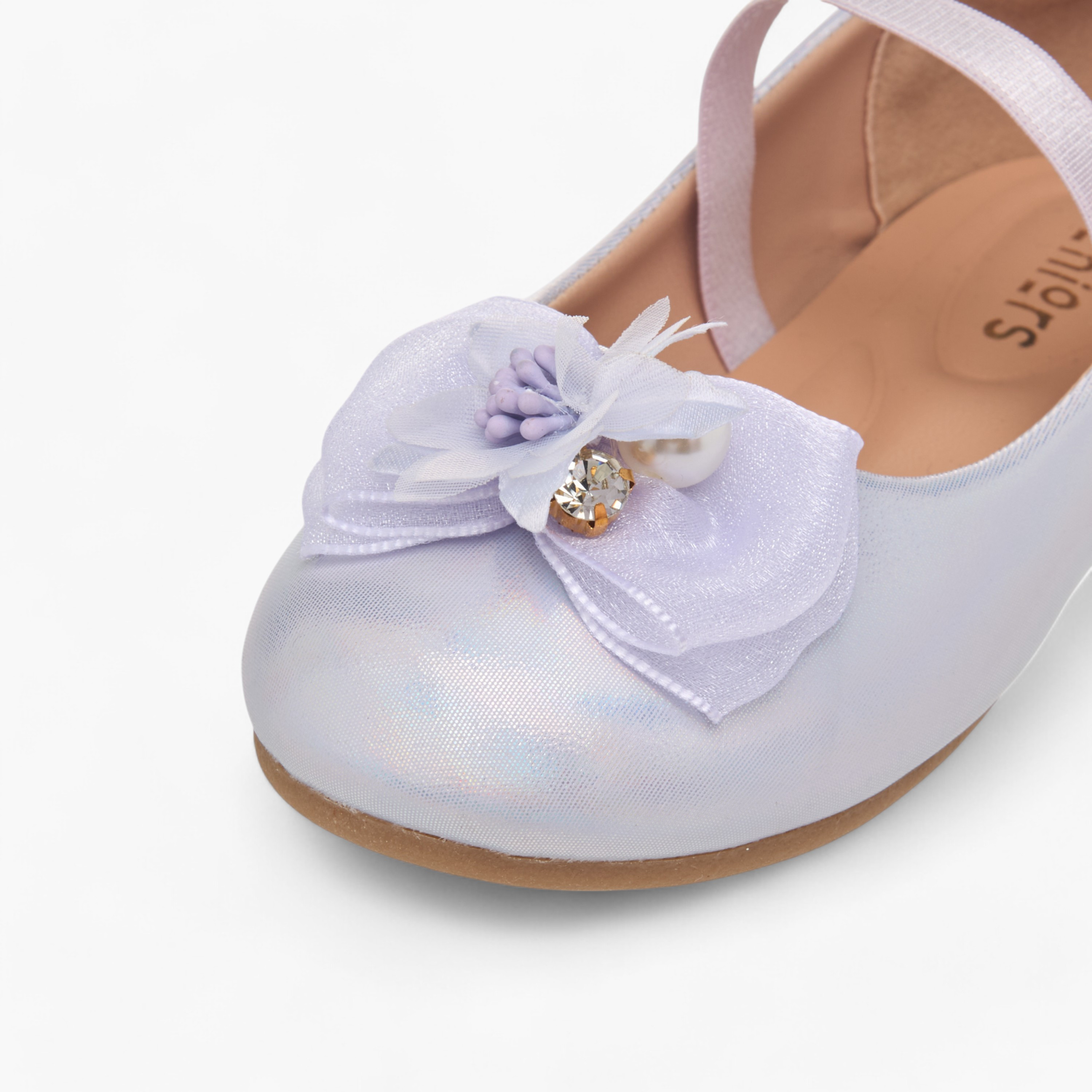 Juniors Floral Accent Slip-On Ballerina Shoes with Elastic Strap-girls-shoes-ballerinas-image-17