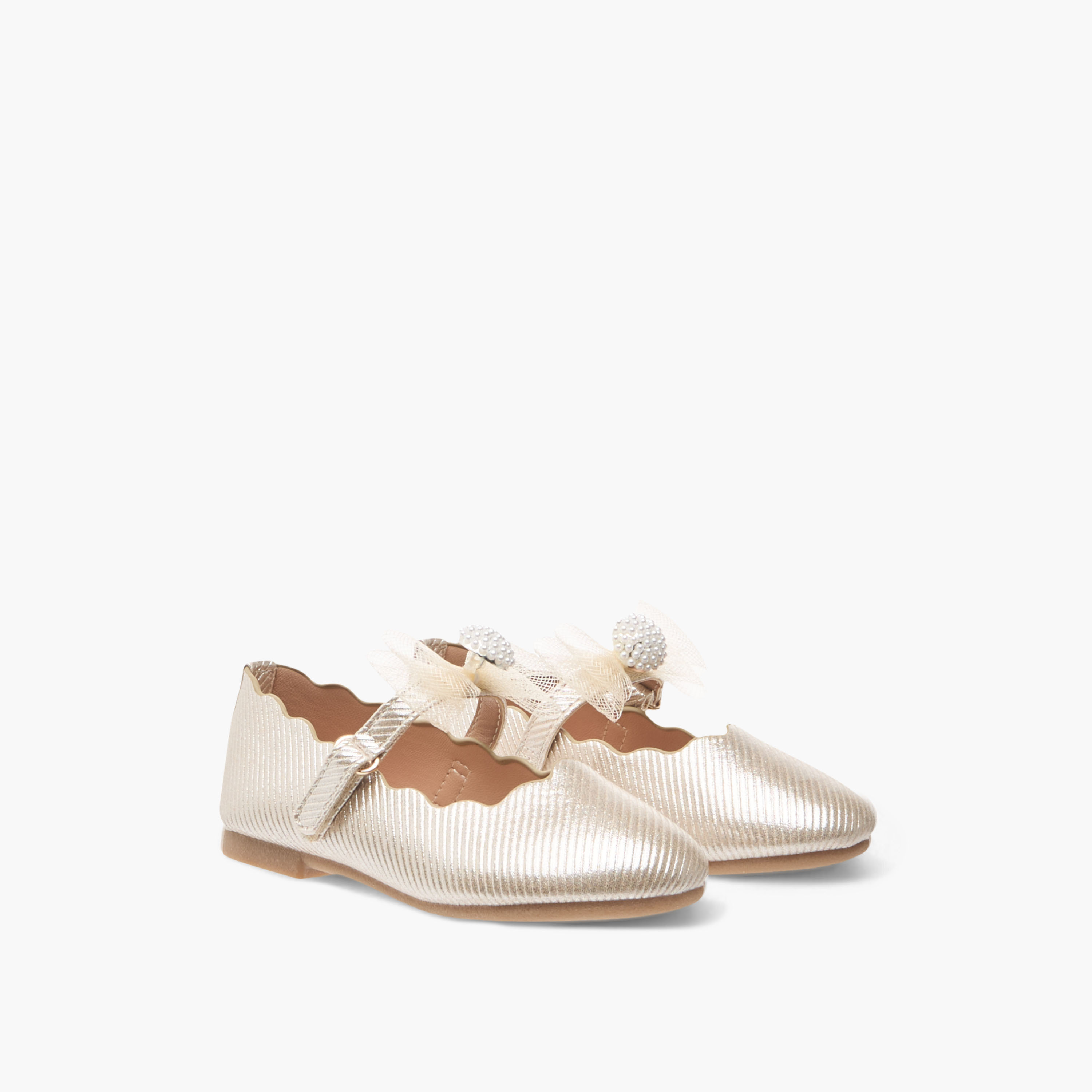حذاء باليرينا بزينة فيونكة مع شريط إغلاق من جونيورز-girls-shoes-ballerinas-image-1
