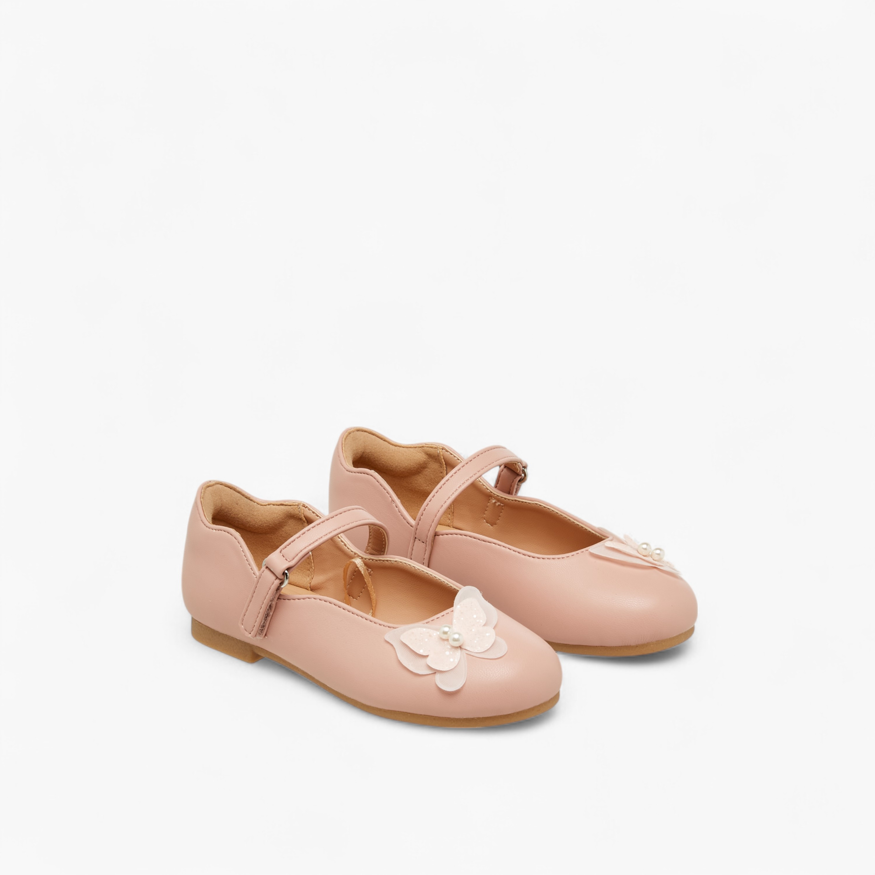 Juniors Butterfly Accent Ballerina Shoes with Hook and Loop Closure-girls-shoes-maryjanes-image-1
