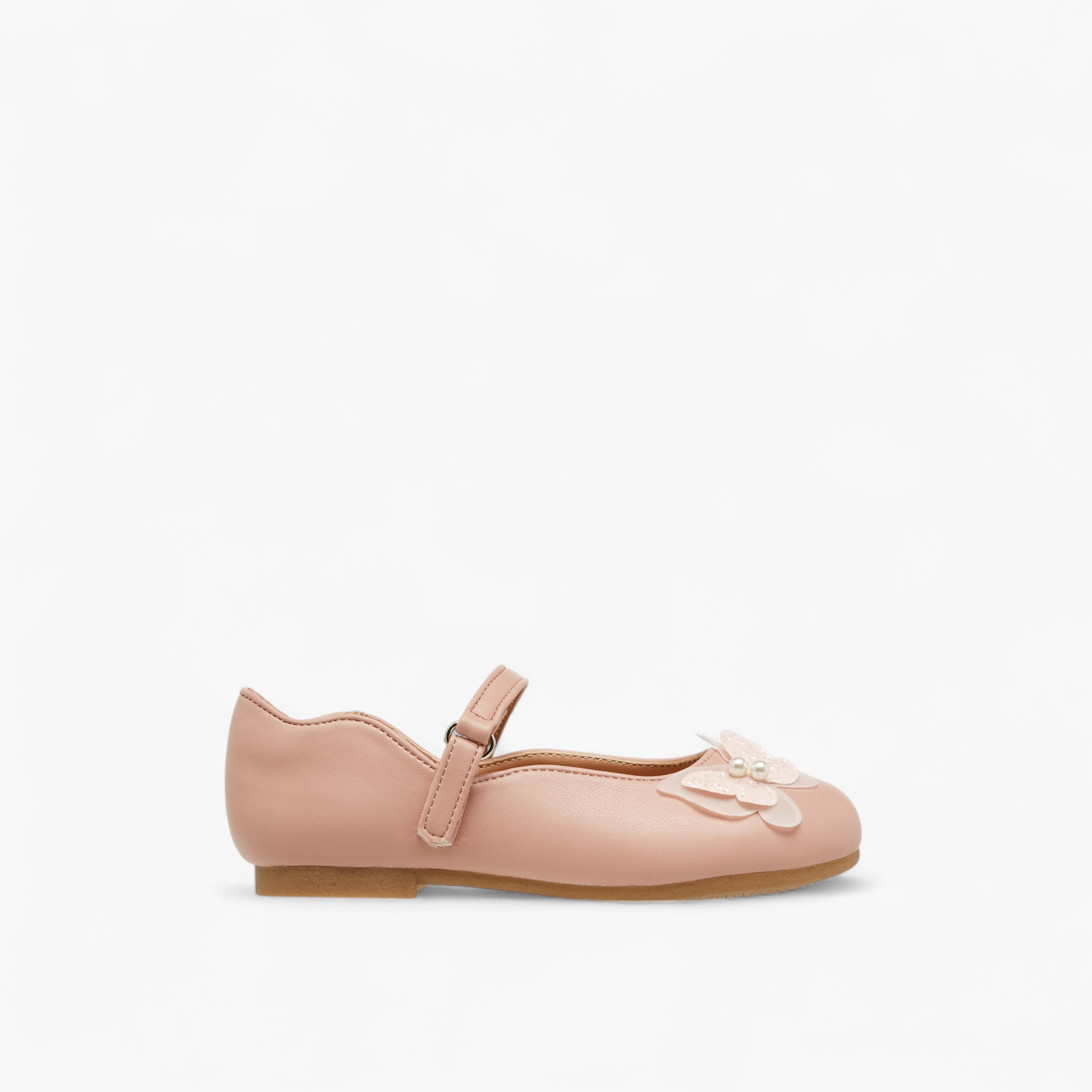 Juniors Butterfly Accent Ballerina Shoes with Hook and Loop Closure-girls-shoes-maryjanes-image-3