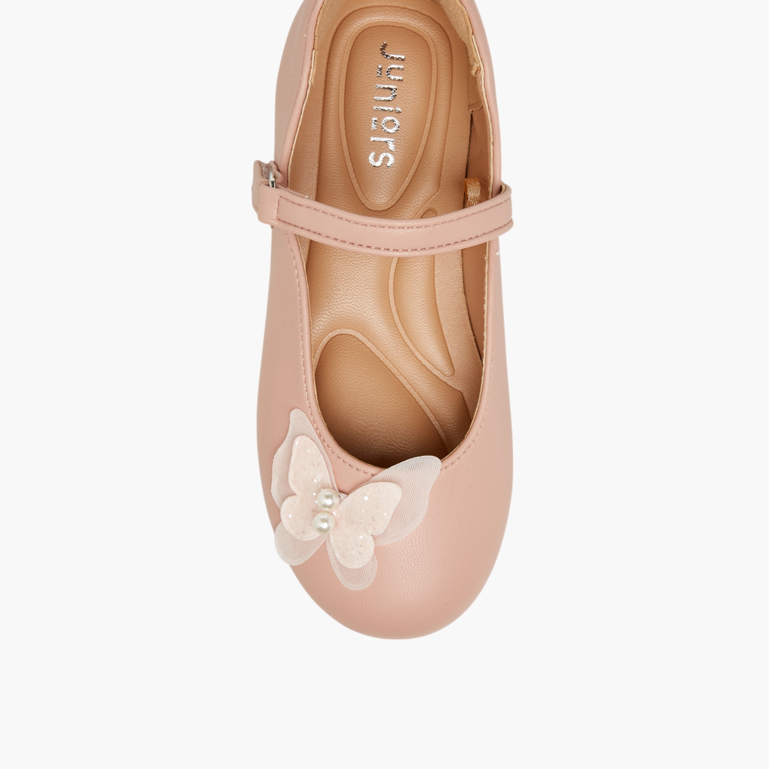 Juniors Butterfly Accent Ballerina Shoes with Hook and Loop Closure-girls-shoes-maryjanes-image-4
