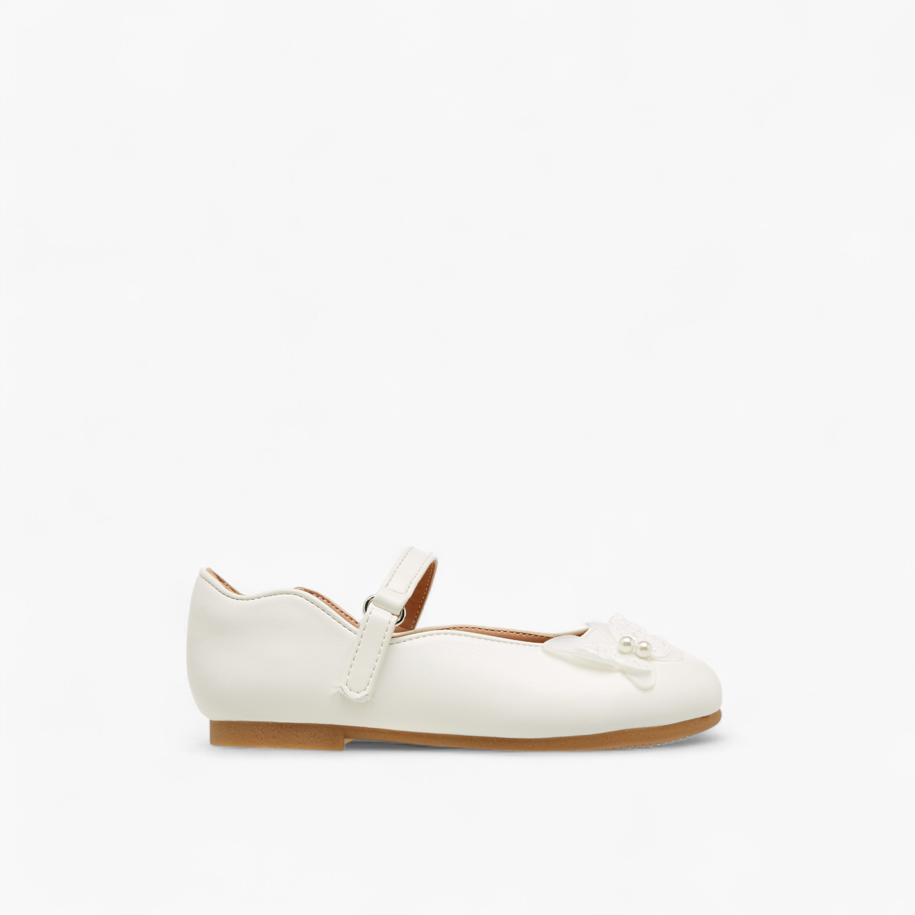 Juniors Butterfly Accent Ballerina Shoes with Hook and Loop Closure-girls-shoes-maryjanes-image-3