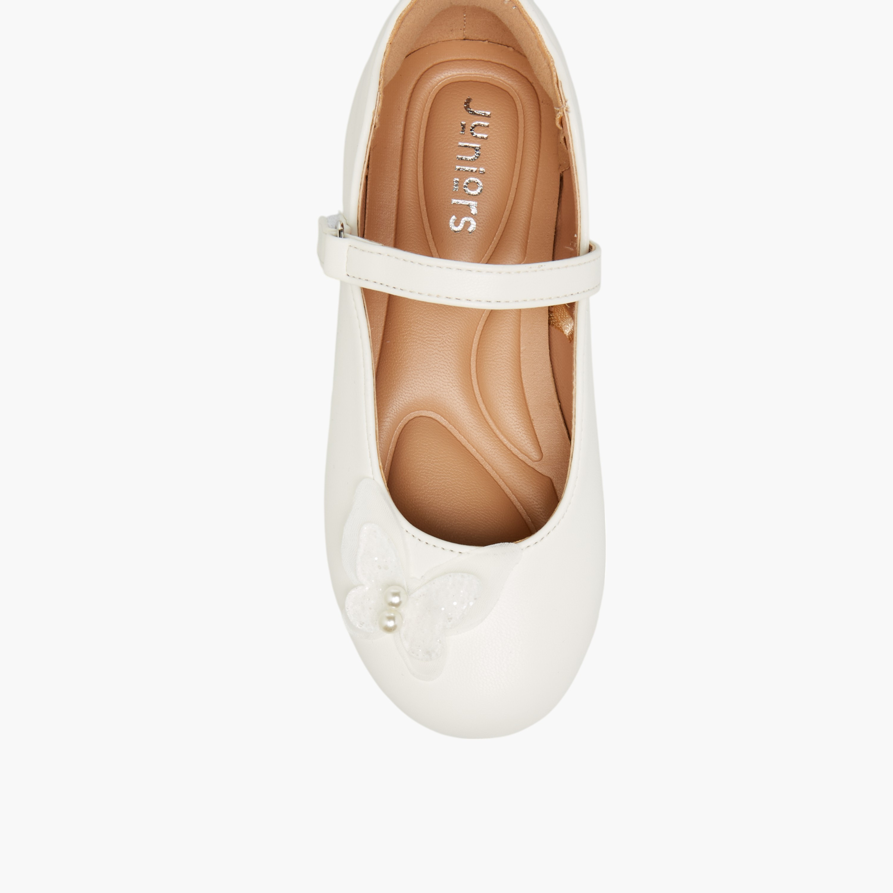 Juniors Butterfly Accent Ballerina Shoes with Hook and Loop Closure-girls-shoes-maryjanes-image-4