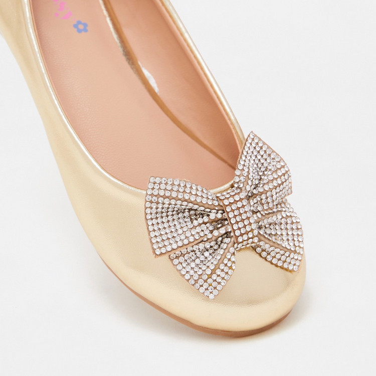 Little Missy Bow Accented Slip-On Round Toe Ballerina Shoes