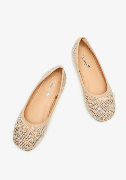 Little Missy Embellished Round Toe Ballerina Shoes with Bow Accent-Girl%27s Ballerinas-image-1