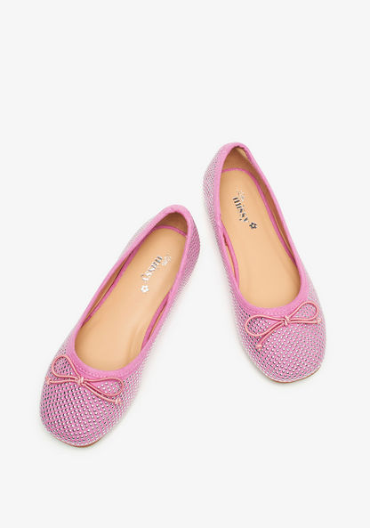 Little Missy Embellished Round Toe Ballerina Shoes with Bow Accent-Girl%27s Ballerinas-image-1