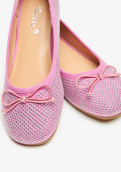 Little Missy Embellished Round Toe Ballerina Shoes with Bow Accent-Girl%27s Ballerinas-image-3