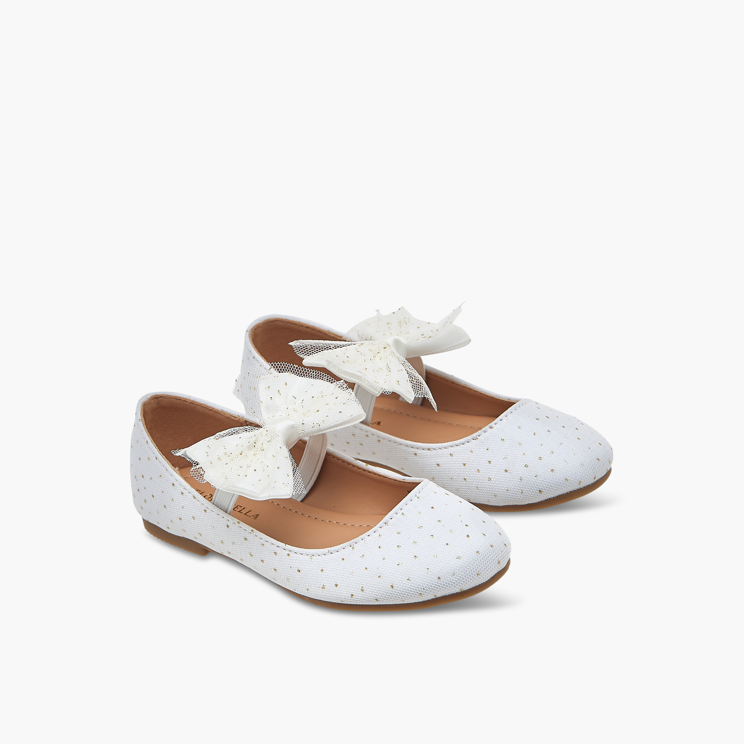 Flora Bella Textured Ballerina Shoes with Elastic Closure-girls-shoes-ballerinas-image-1