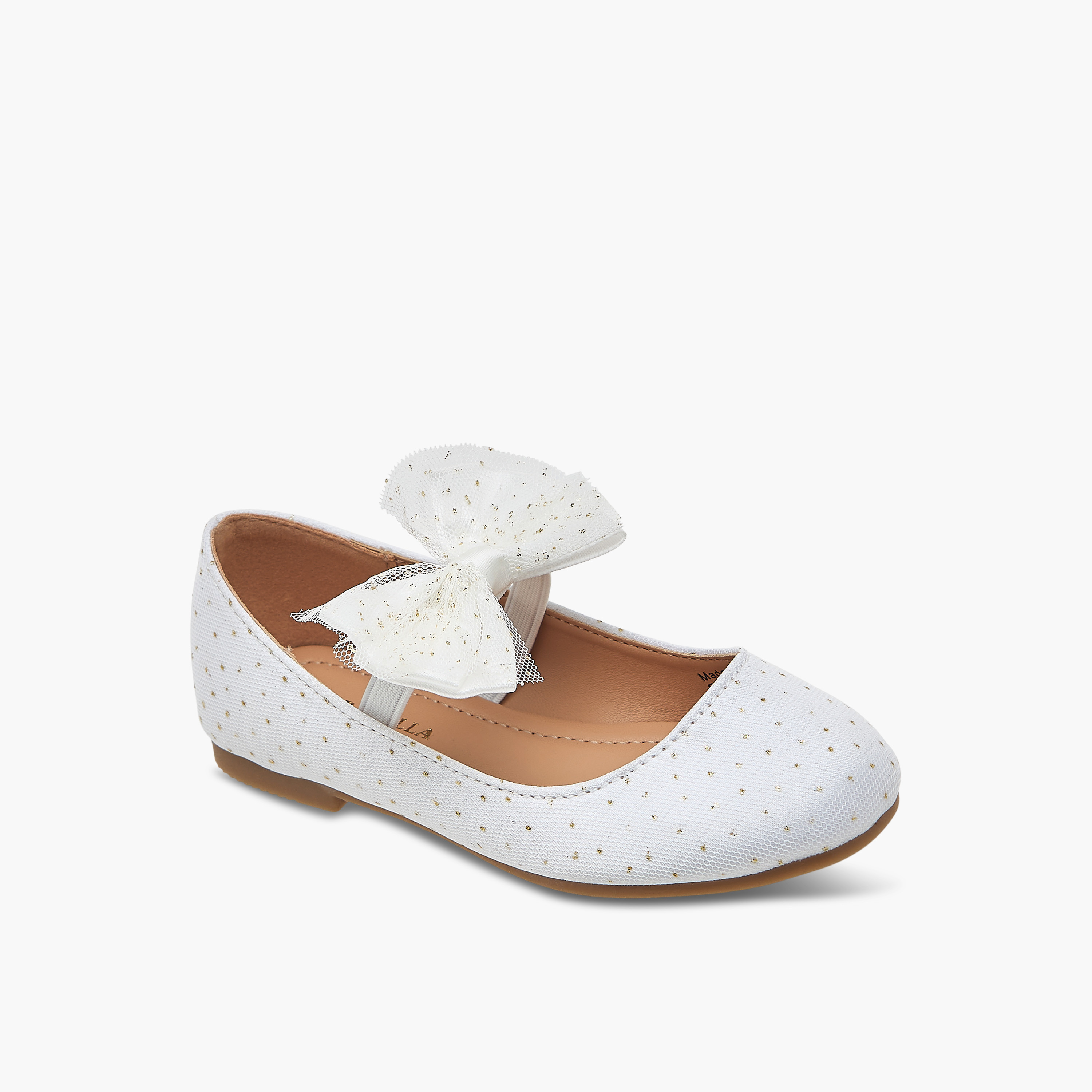 Flora Bella Textured Ballerina Shoes with Elastic Closure-girls-shoes-ballerinas-image-2
