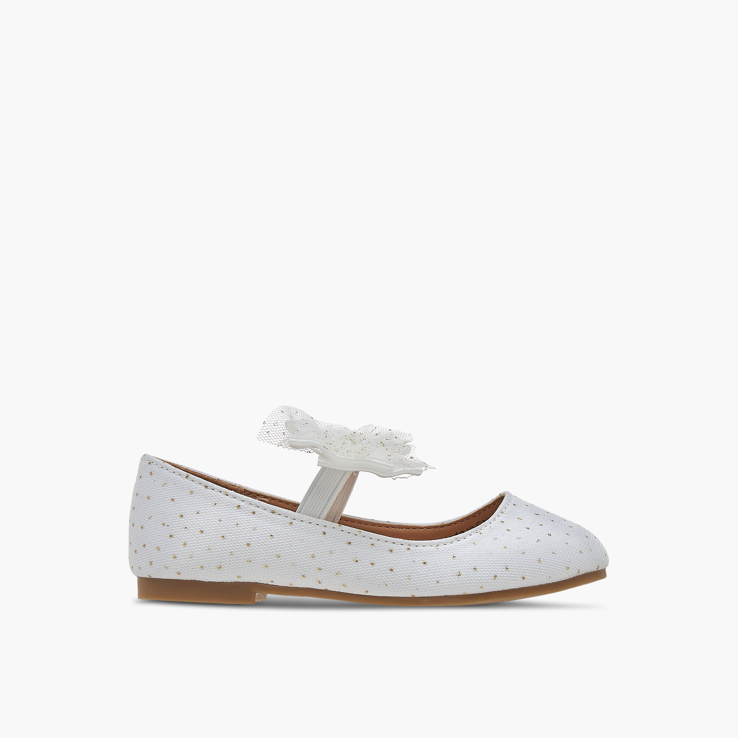 Flora Bella Textured Ballerina Shoes with Elastic Closure-girls-shoes-ballerinas-image-3