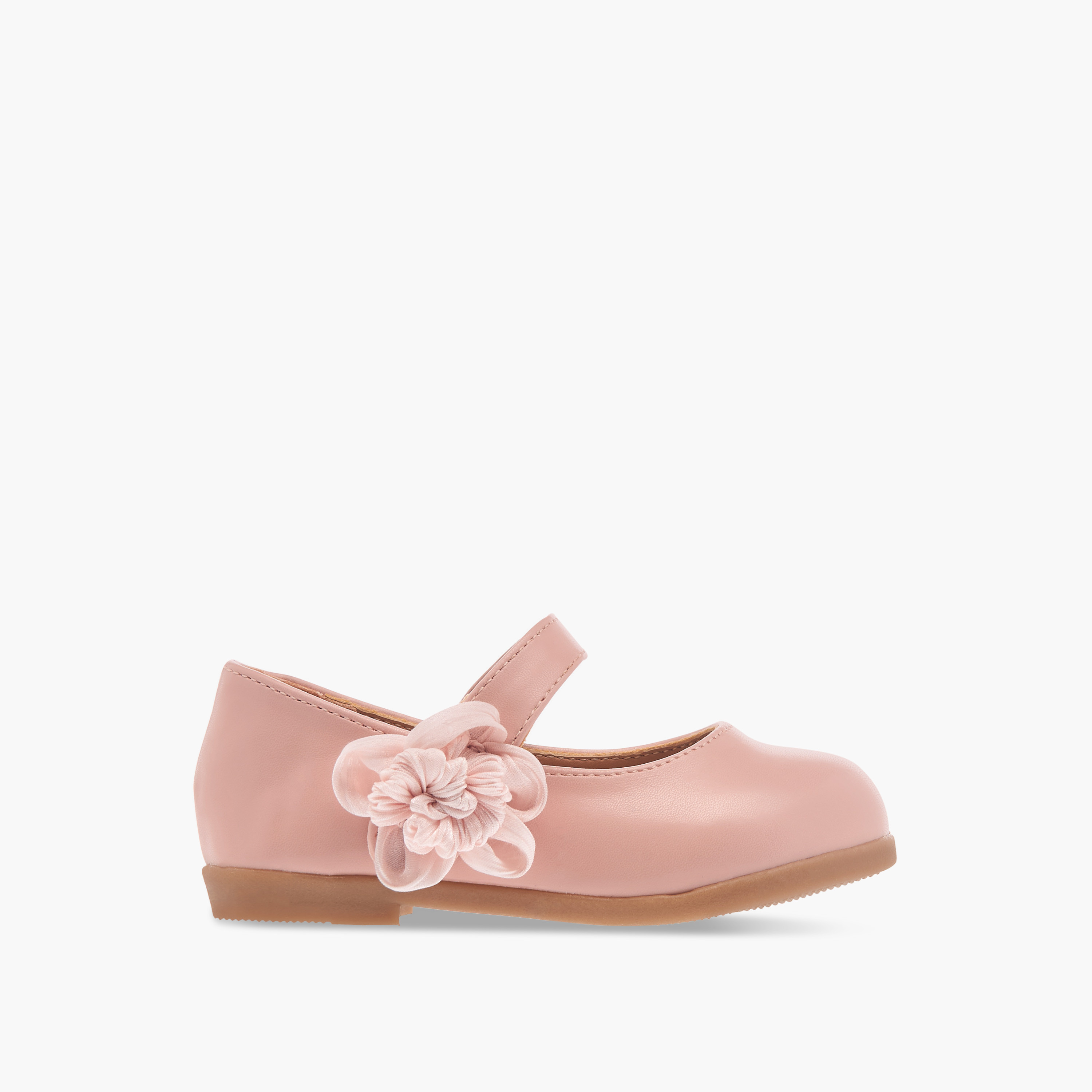 Flora Bella Floral Accent Detail Mary Jane Shoes with Hook and Loop Closure-girls-shoes-maryjanes-image-3