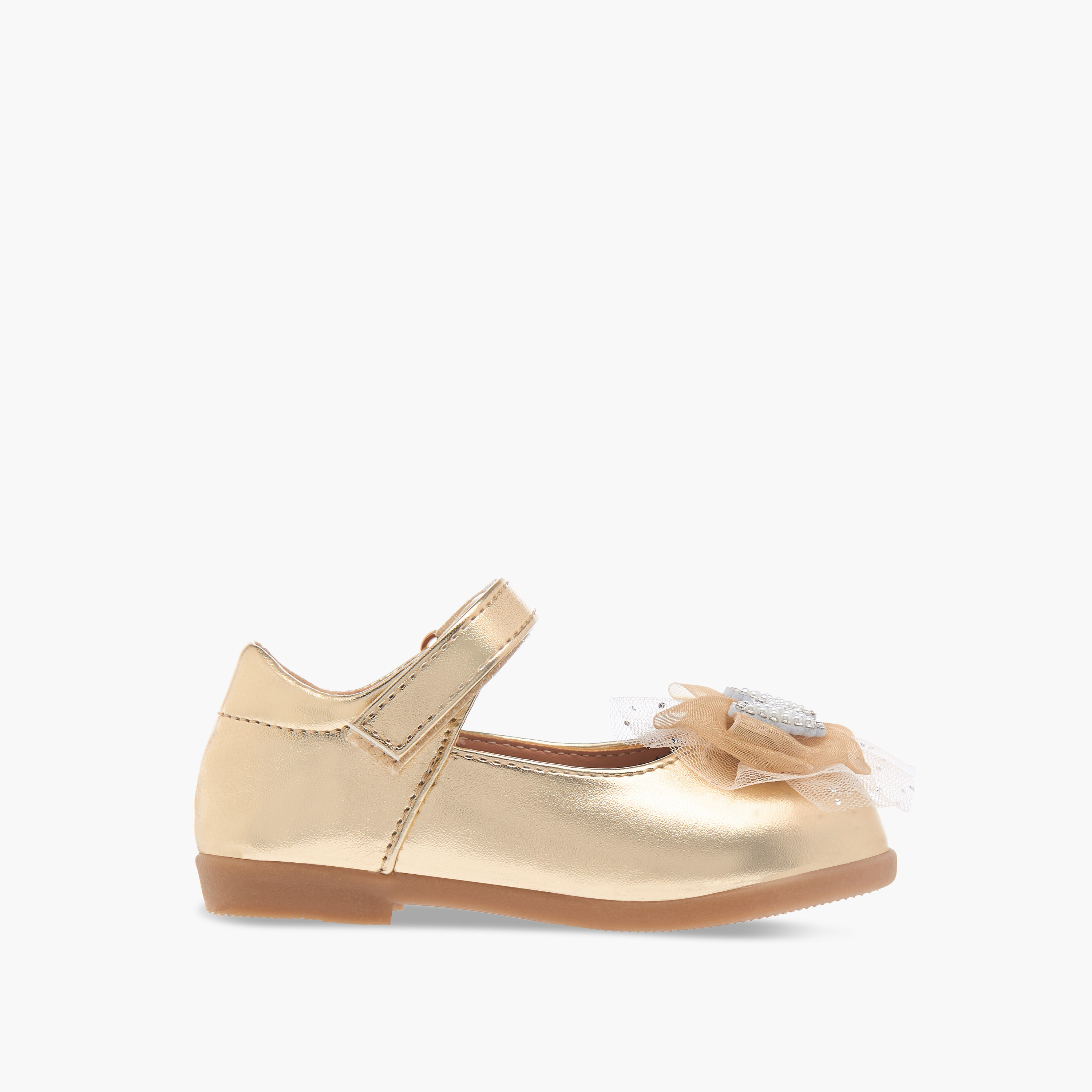Flora Bella Bow Embellished Mary Jane Shoes with Hook and Loop Closure-girls-shoes-maryjanes-image-3
