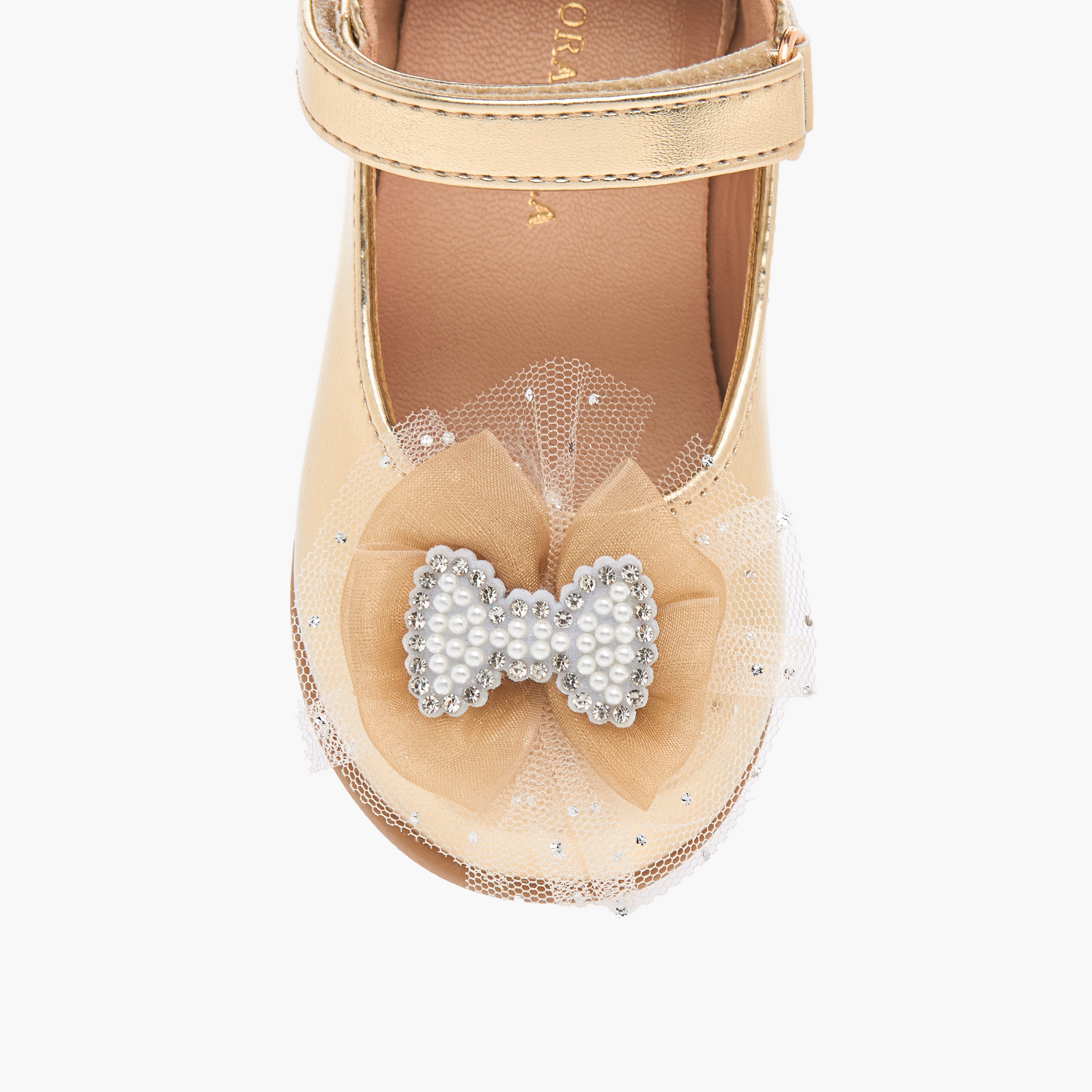 Flora Bella Bow Embellished Mary Jane Shoes with Hook and Loop Closure-girls-shoes-maryjanes-image-4