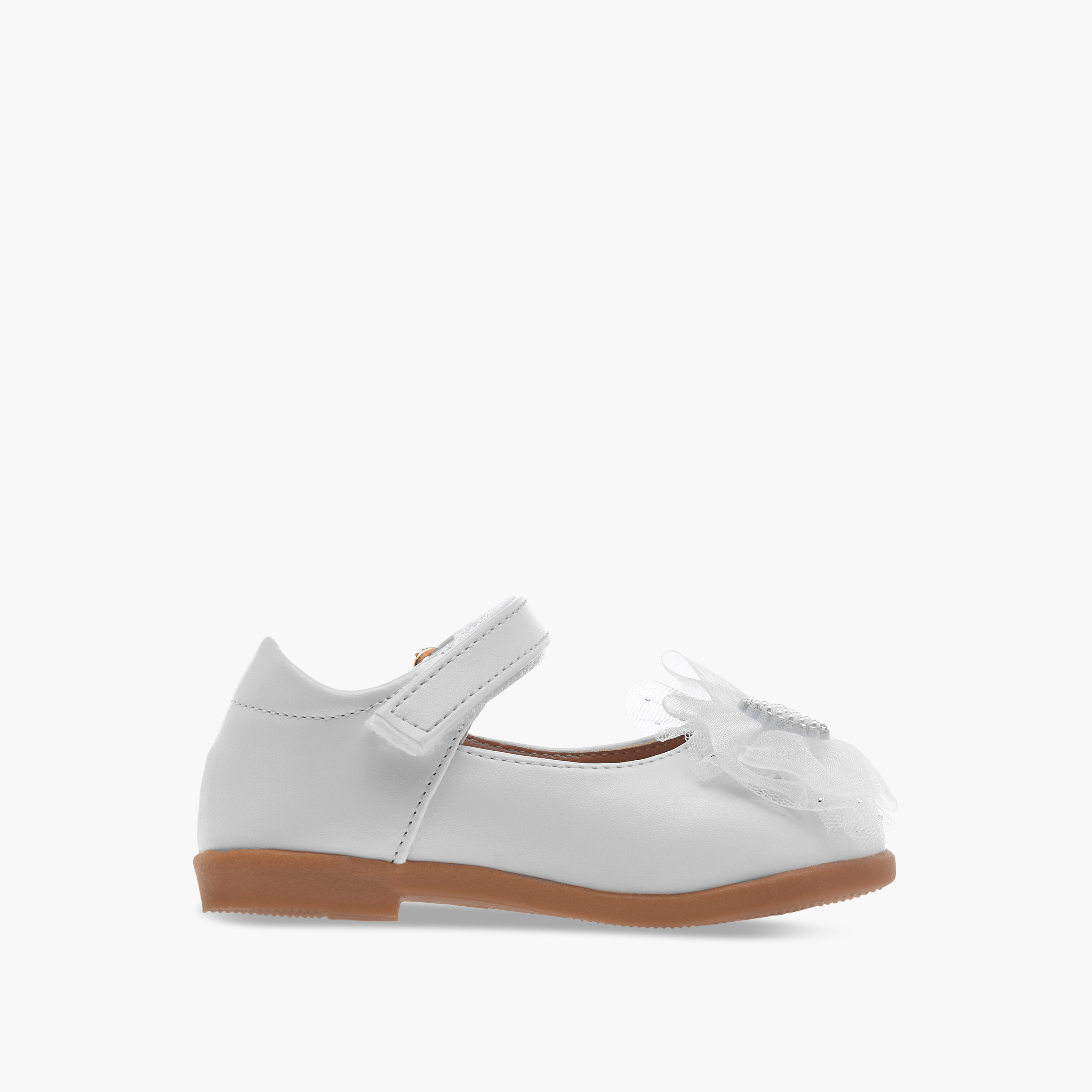 Flora Bella Bow Embellished Mary Jane Shoes with Hook and Loop Closure-girls-shoes-maryjanes-image-3