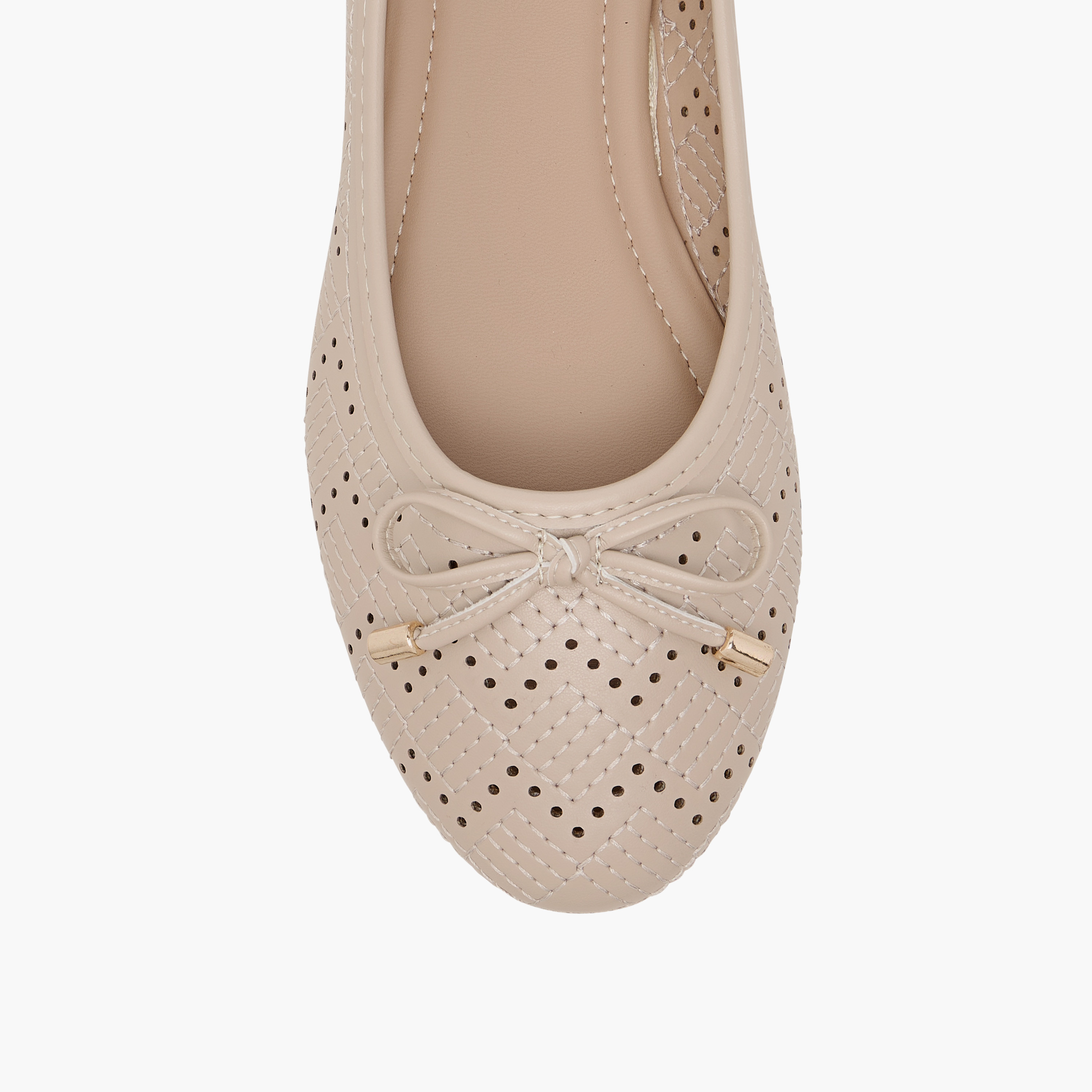 Flora Bella Textured Ballerina Shoes with Bow Detail-women-shoes-ballerinas-image-4