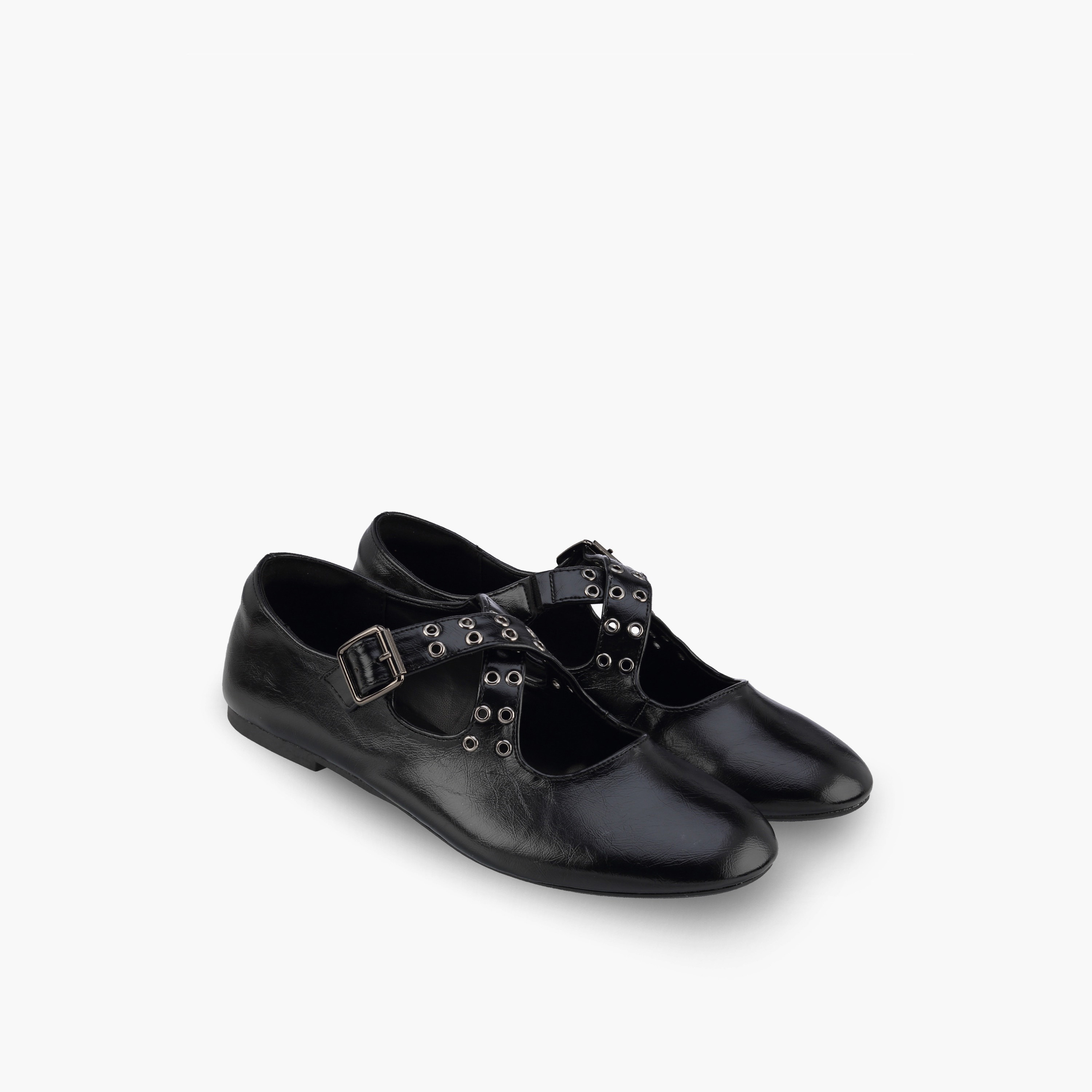 Celeste Women Rivet Embellished Cross Strap Mary Jane Shoes-women-shoes-ballerinas-image-1