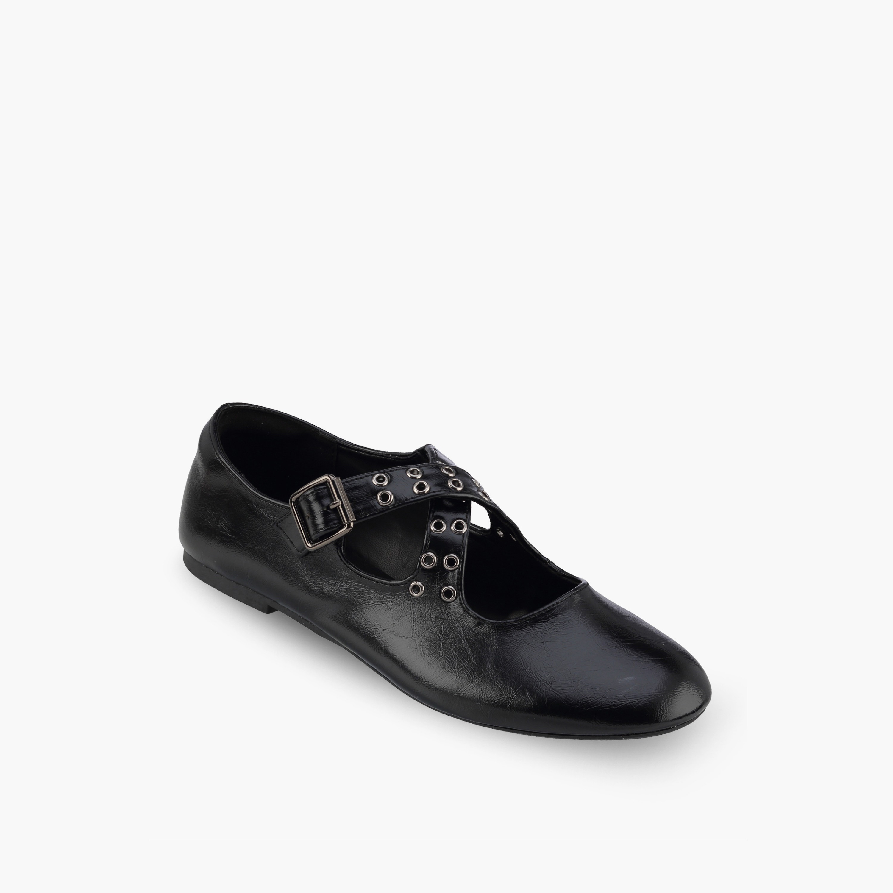 Celeste Women Rivet Embellished Cross Strap Mary Jane Shoes-women-shoes-ballerinas-image-2