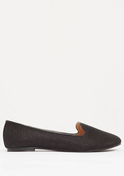 Textured Slip-On Round Toe Ballerina Shoes