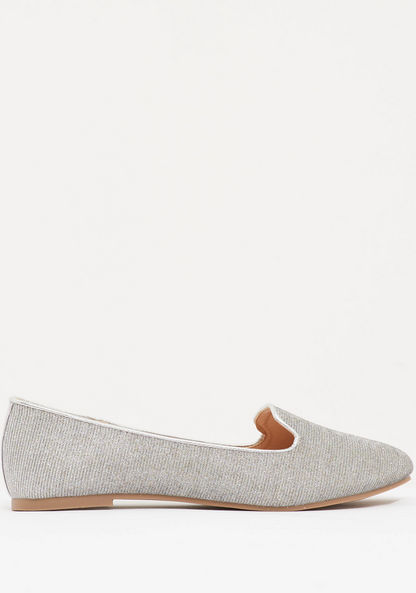 Textured Slip-On Round Toe Ballerina Shoes