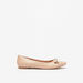 Celeste Women's Textured Pointed Toe Ballerina Shoes with Bow Applique-Women%27s Ballerinas-thumbnail-0