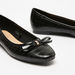 Celeste Women's Textured Pointed Toe Ballerina Shoes with Bow Applique-Women%27s Ballerinas-thumbnailMobile-2