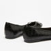 Celeste Women's Textured Pointed Toe Ballerina Shoes with Bow Applique-Women%27s Ballerinas-thumbnailMobile-3