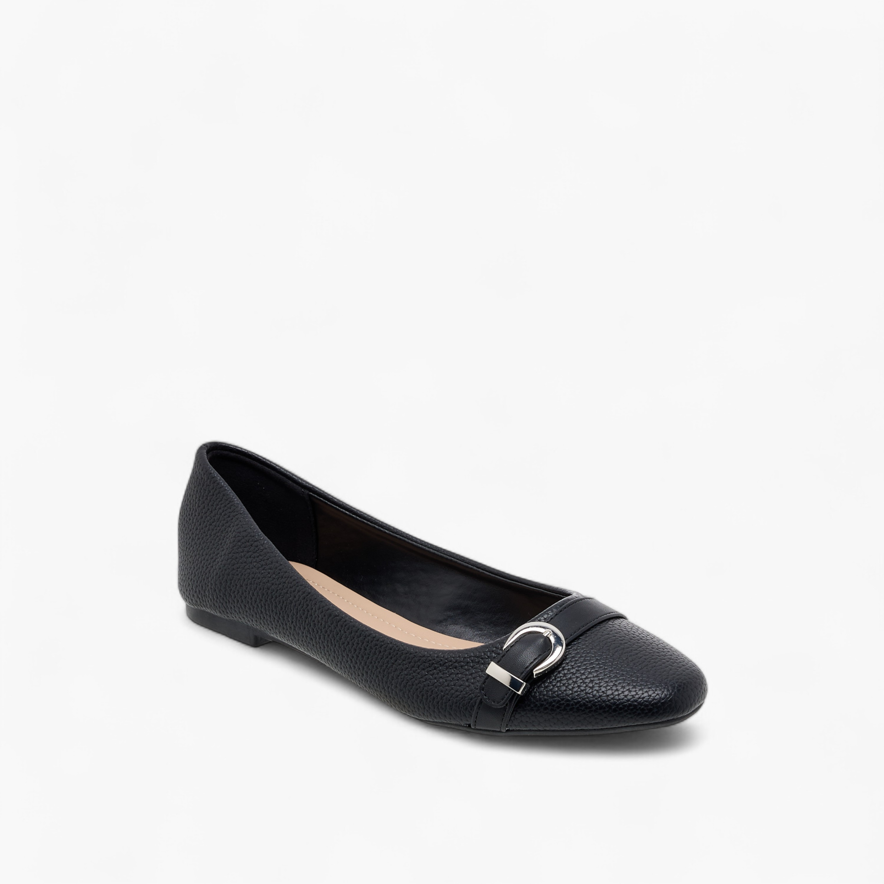 Flora Bella Textured Ballerina Shoes with Buckle Detail-women-shoes-ballerinas-image-2