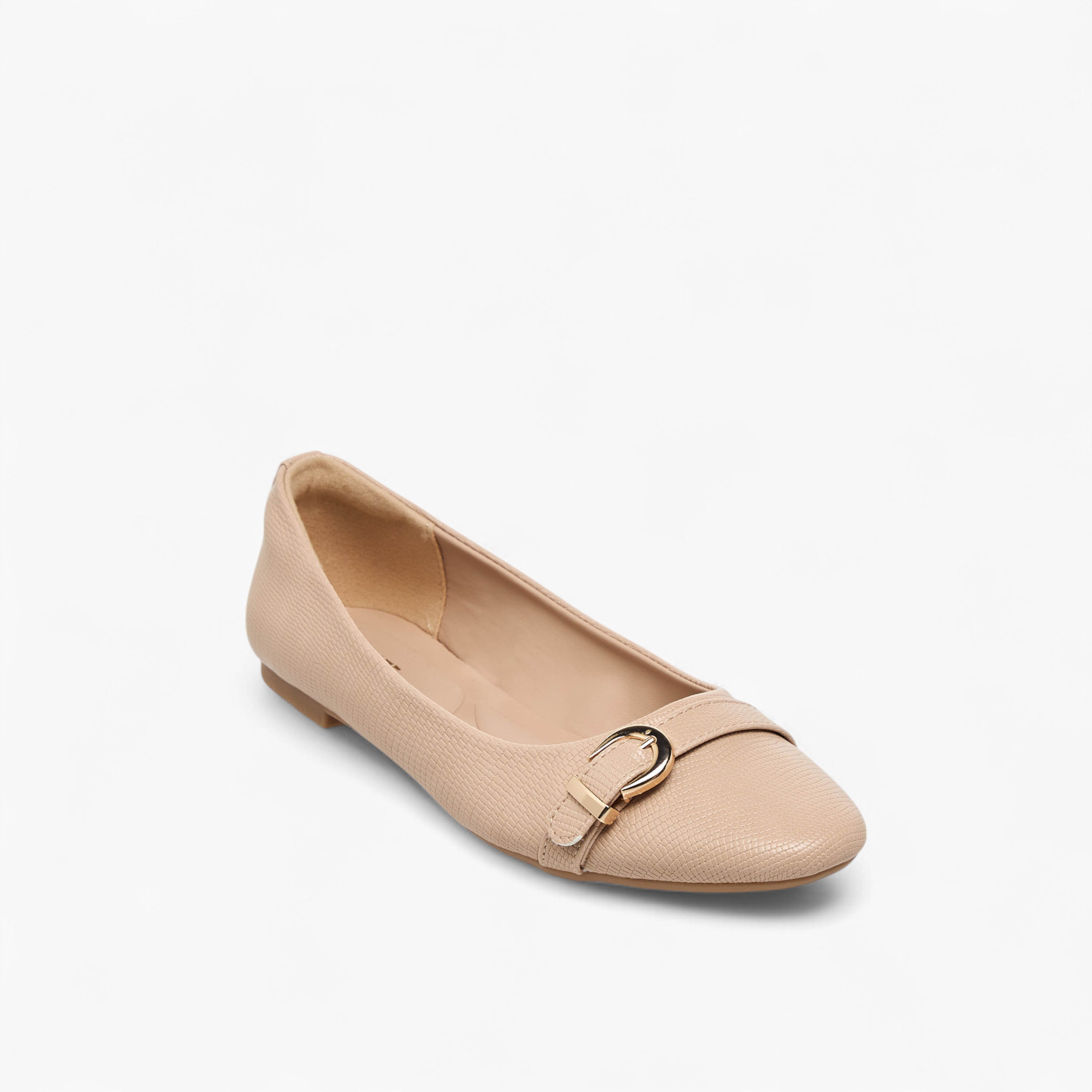 Celeste Women's Textured Slip-On Ballerina Shoes with Buckle Accent-women-shoes-ballerinas-image-2
