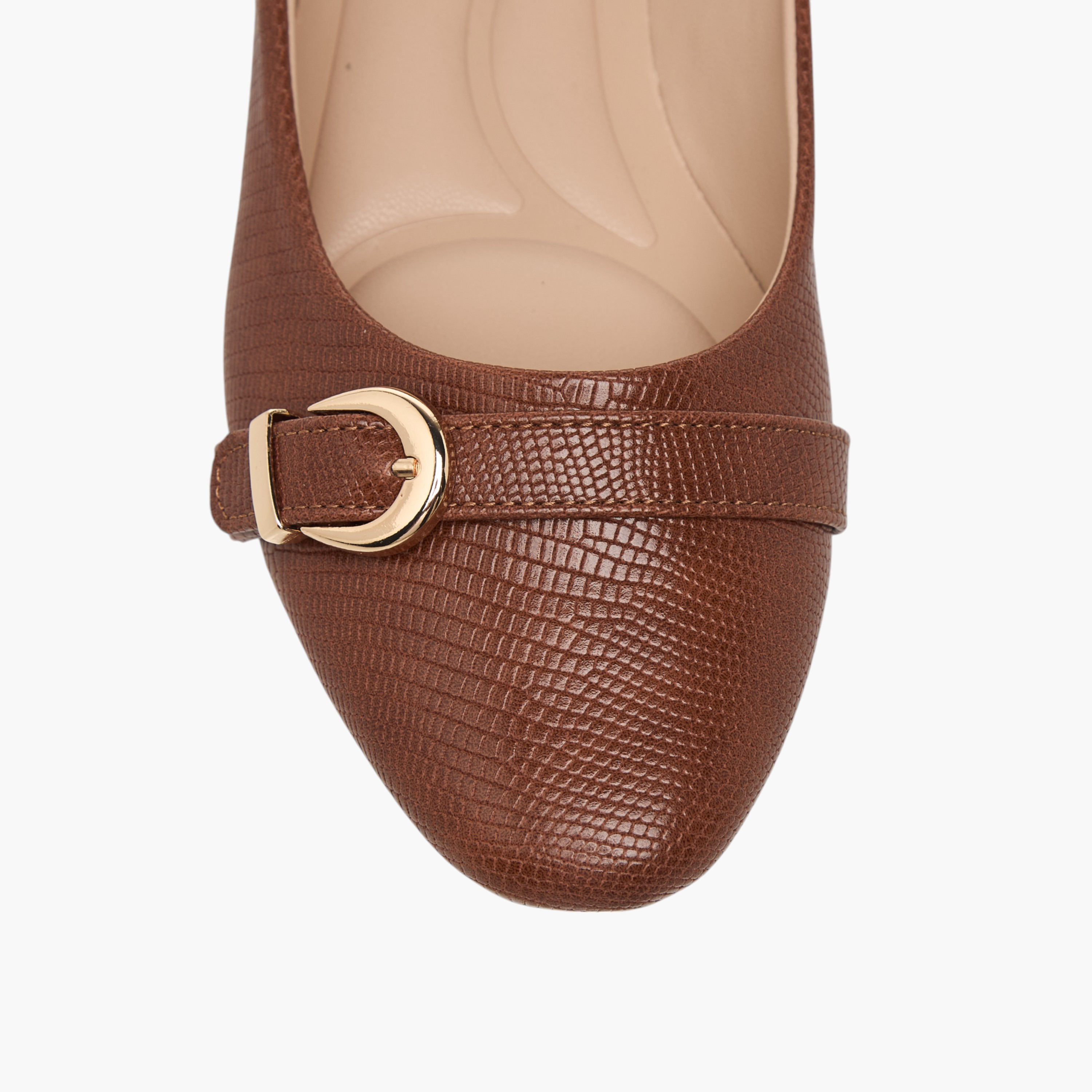 Celeste Women's Textured Slip-On Ballerina Shoes with Buckle Accent-women-shoes-ballerinas-image-4