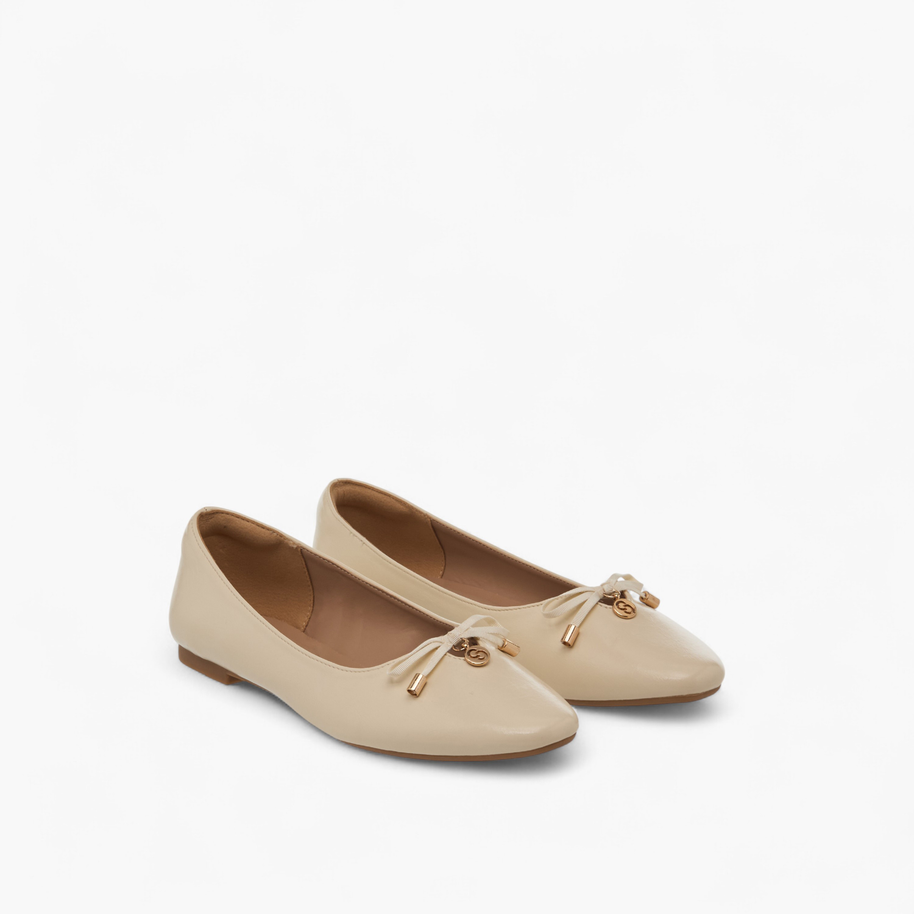 Celeste Women's Solid Slip-On Ballerina Shoes with Bow Accent-women-shoes-ballerinas-image-1