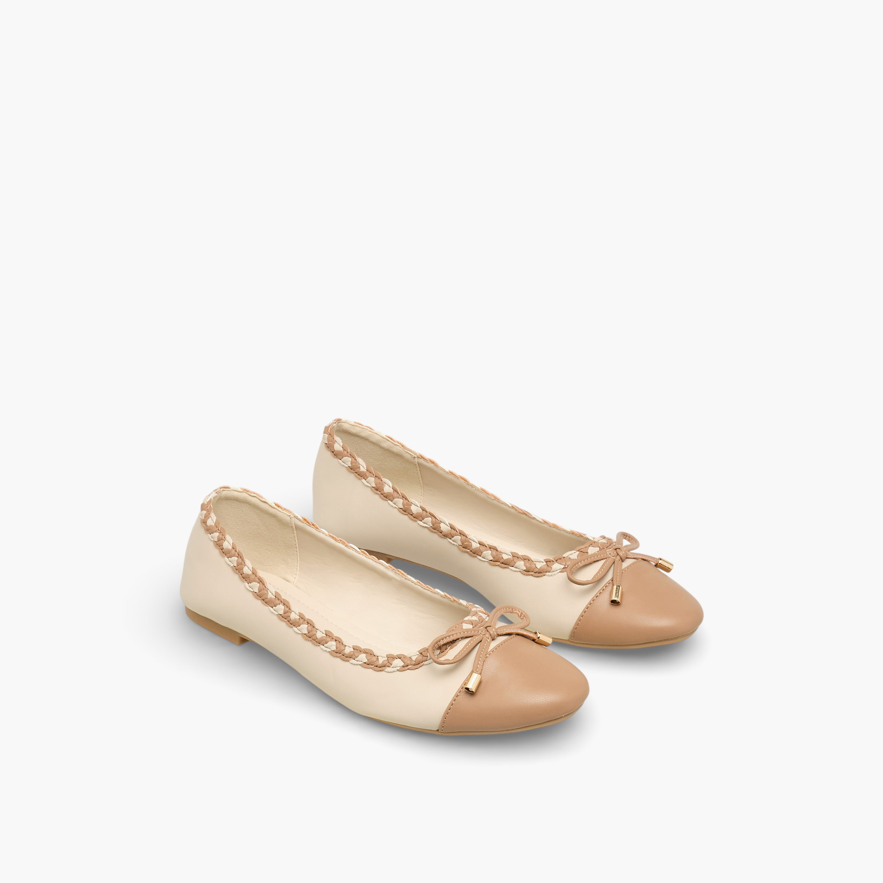 حذاء باليرينا بحافة مضفرة للنساء من فلورا بيلا-women-shoes-flats-ballerinas-image-1