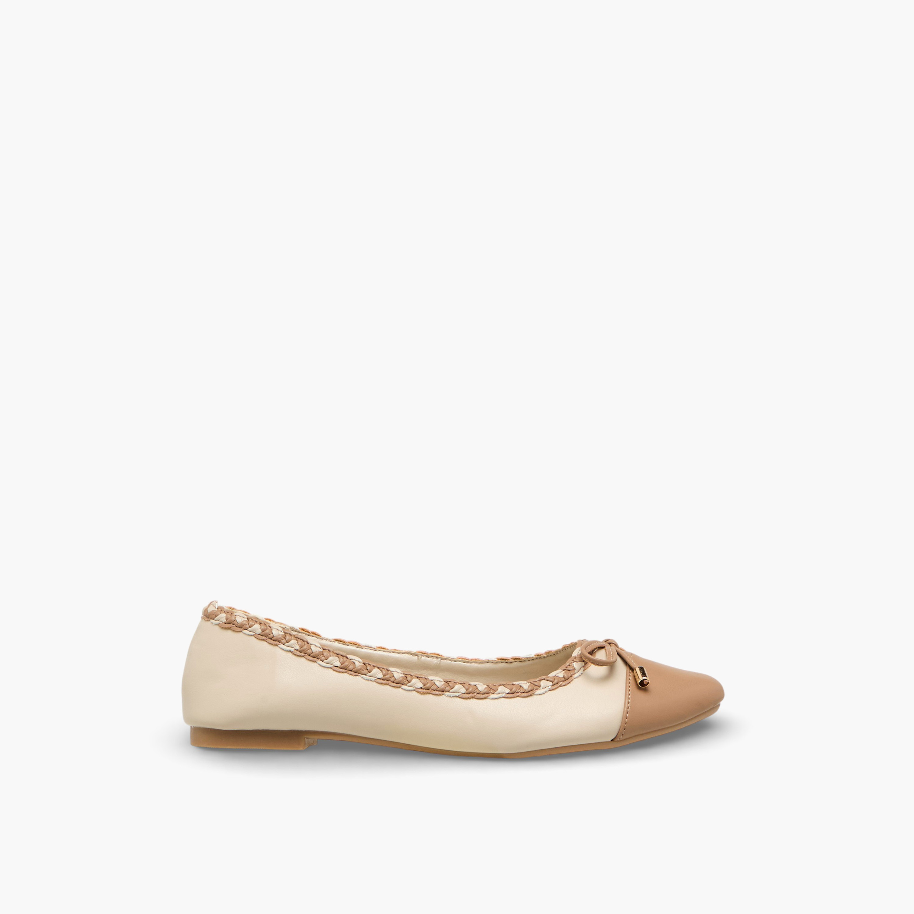 حذاء باليرينا بحافة مضفرة للنساء من فلورا بيلا-women-shoes-flats-ballerinas-image-3