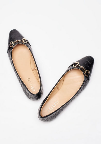 Celeste Women's Textured Ballerina Shoes with Chain Link Detail-Women%27s Ballerinas-image-1