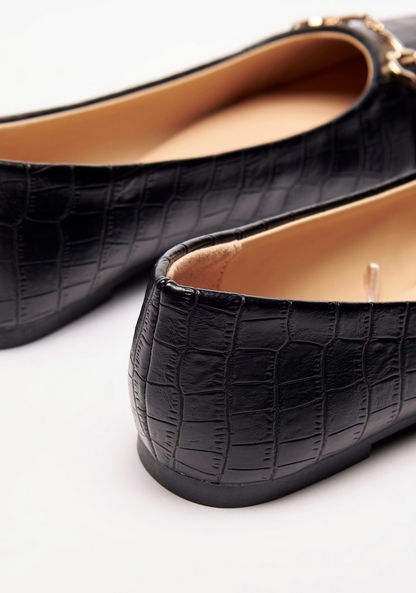 Celeste Women's Textured Ballerina Shoes with Chain Link Detail-Women%27s Ballerinas-image-2