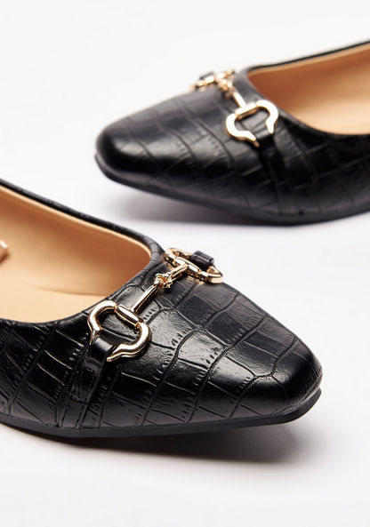 Celeste Women's Textured Ballerina Shoes with Chain Link Detail-Women%27s Ballerinas-image-3
