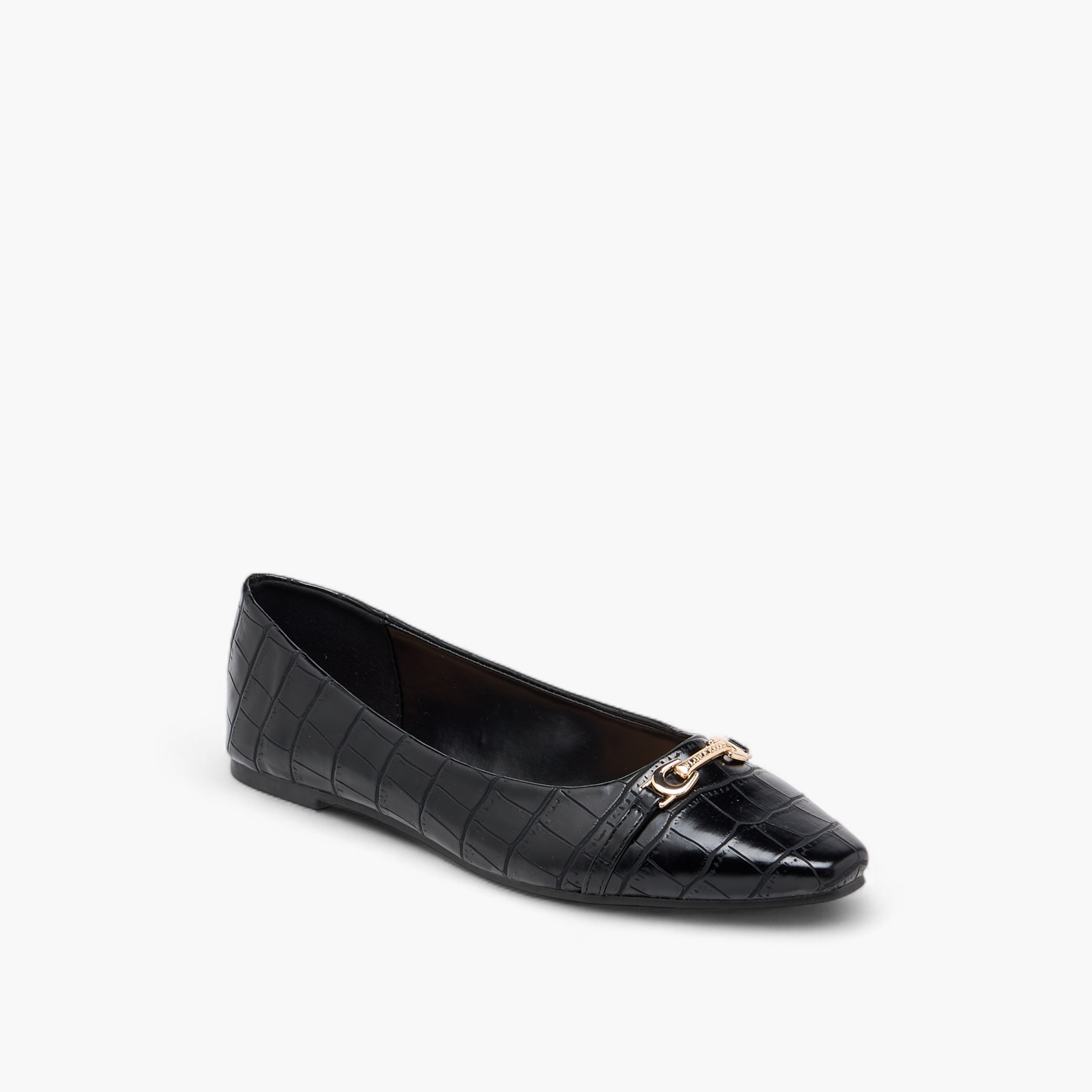 Flora Bella Textured Slip-On Ballerina Shoes with Metal Accent-women-shoes-ballerinas-image-2