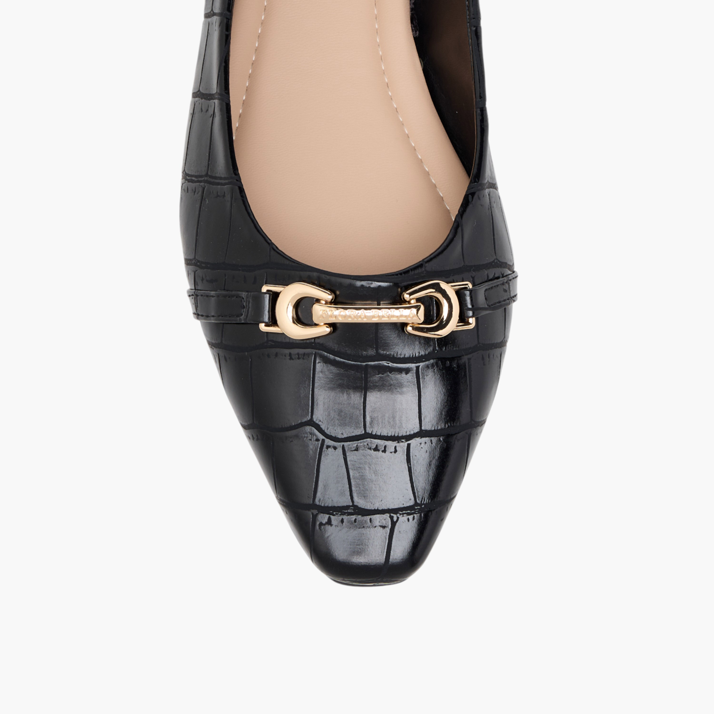 Flora Bella Textured Slip-On Ballerina Shoes with Metal Accent-women-shoes-ballerinas-image-4