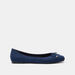 Celeste Women's Textured Square Toe Slip-On Ballerina Shoes with Bow Accent-Women%27s Ballerinas-thumbnail-2