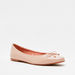 Celeste Women's Textured Square Toe Slip-On Ballerina Shoes with Bow Accent-Women%27s Ballerinas-thumbnailMobile-0