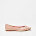 Celeste Women's Textured Square Toe Slip-On Ballerina Shoes with Bow Accent-Women%27s Ballerinas-thumbnail-2