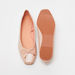 Celeste Women's Textured Square Toe Slip-On Ballerina Shoes with Bow Accent-Women%27s Ballerinas-thumbnail-5